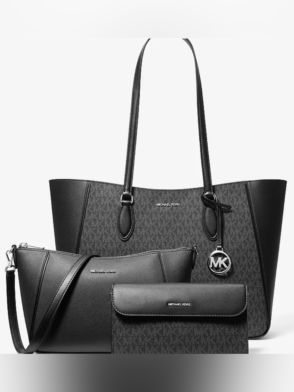 Michael Kors Jet Set Travel Large 3-in-1 Signature Logo Tote Bag Black